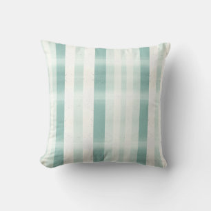 Elegant Monogram Watercolor Green Cream Stripe Throw Pillow