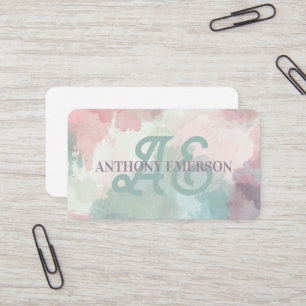Elegant Monogram Watercolor Layers Business Card