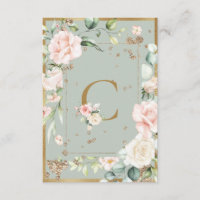 Elegant Monogram Watercolor Letter C Pink Roses
