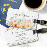 Elegant Monogram Watercolor Sunny Flowers Floral Luggage Tag<br><div class="desc">Introducing our Elegant Monogram Watercolor Sunny Flowers Floral Luggage Tag. Featuring watercolor illustration of flower arrangement with bright colors and editable texts that can be personalized your name. Suitable as a travel gift for flower lovers women.</div>