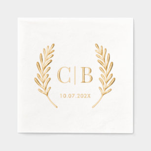 Elegant Monogram Wedding Bride and Groom Custom Foil Napkins