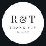 Elegant Monogram Wedding Classic Round Sticker<br><div class="desc">A modern monogram with both couples initials and thank you underneath are the features on this wedding favour label or envelope closure. Coordinate additional invitation and day of items with this design by visiting the Modern Overlay Wedding Collection by Stacey Meacham.</div>