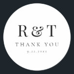 Elegant Monogram Wedding Classic Round Sticker<br><div class="desc">A modern monogram with both couples initials and thank you underneath are the features on this wedding favour label or envelope closure. Coordinate additional invitation and day of items with this design by visiting the Modern Overlay Wedding Collection by Stacey Meacham.</div>