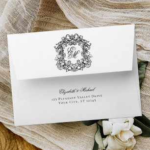 Elegant Monogram Wedding Crest Envelope