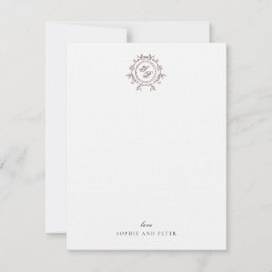 Elegant monogram wedding favor card