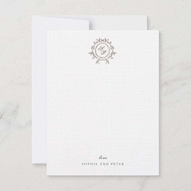 Elegant monogram wedding favor  card (Front)