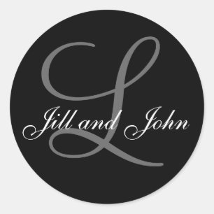 Elegant Monogram Wedding Favour Stickers with Name