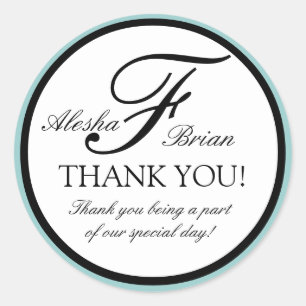 Elegant Monogram Wedding Favour Thank You Stickers