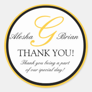 Elegant Monogram Wedding Favour Thank You Stickers