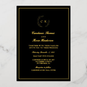 Elegant Monogram Wedding Foil Invitation