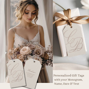 Elegant, Monogram, Wedding Gift Tags