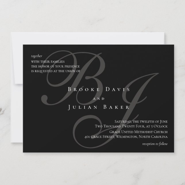 Elegant Monogram Wedding Invitation (Front)