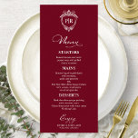 Elegant Monogram Wedding Menu Cards Burgundy<br><div class="desc">A simple chic calligraphy wedding menu card. I do offer a free customisation service,  if you have any questions or special requests,  please feel free to contact me.</div>