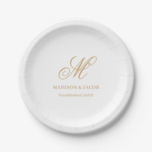 Elegant Monogram Wedding Paper Plate