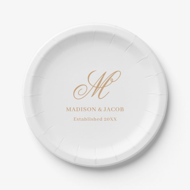 Elegant Monogram Wedding  Paper Plate (Front)