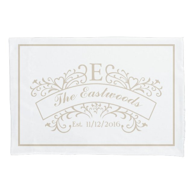 Elegant Monogram Wedding Pillowcases (Front-Left)