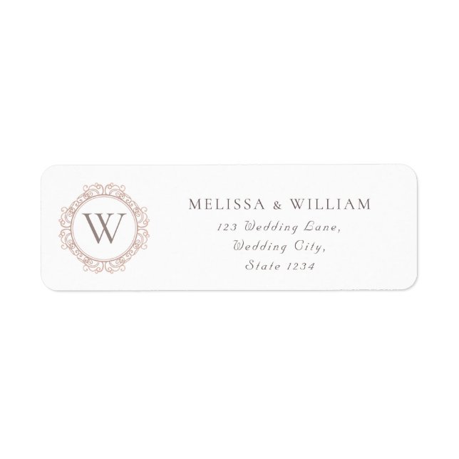 Elegant Monogram Wedding Return Address  (Front)