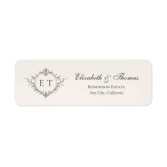 Elegant Monogram Wedding Return Address (Devant)