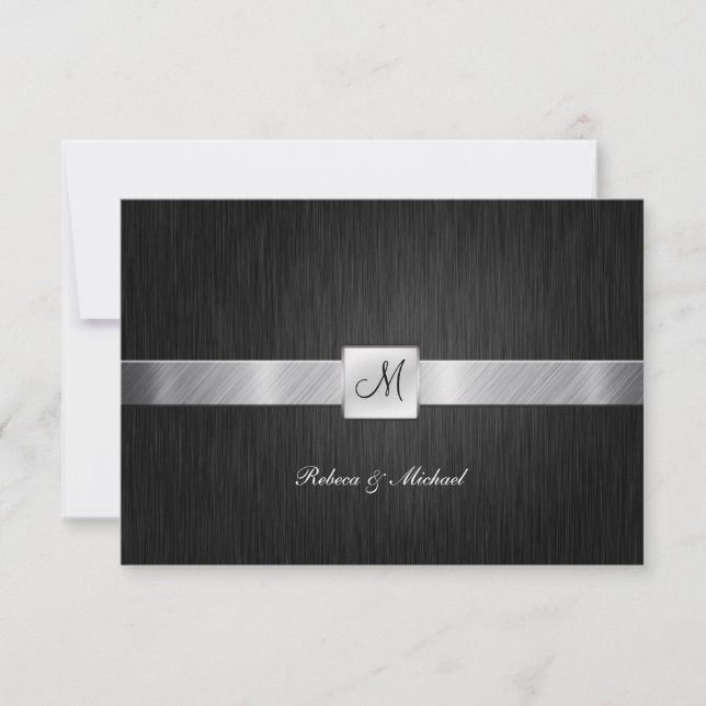 Elegant Monogram Wedding RSVP Card (Front)