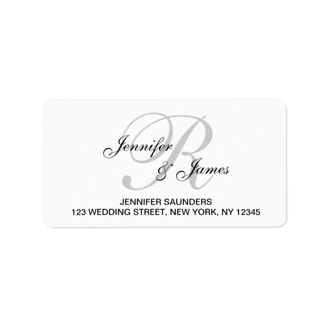 Elegant Monogram Wedding RSVP Return Address Label (Front)