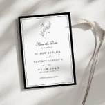 Elegant Monogram Wedding Save The Date Card<br><div class="desc">Black and white timeless leaf monogram Save the Date card</div>