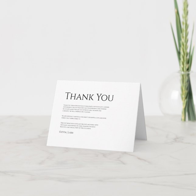 Elegant Monogram Wedding Table Number, Thank  You Card (Front)