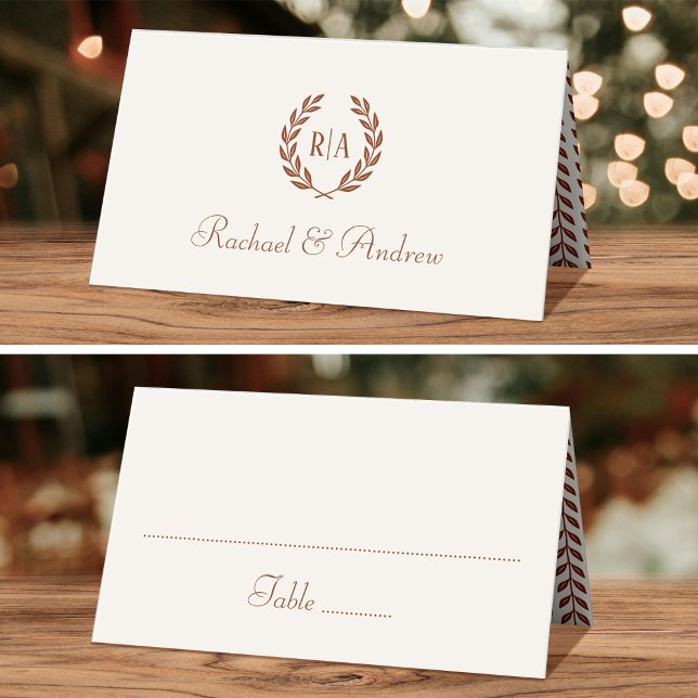 Elegant Monogram Wedding Terracotta Seating Place Card (Creator Uploaded)