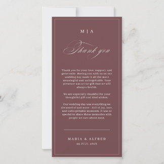 Elegant Monogram Wedding Thank You Card QR Code
