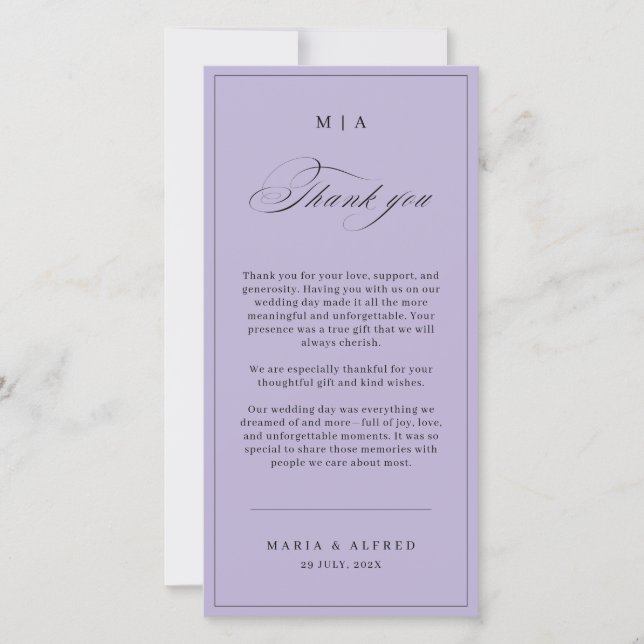 Elegant Monogram Wedding Thank You Card QR Code (Front)