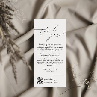 Elegant Monogram Wedding Thank You Card QR Code