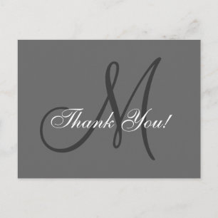 Elegant Monogram Wedding Thank You Postcard