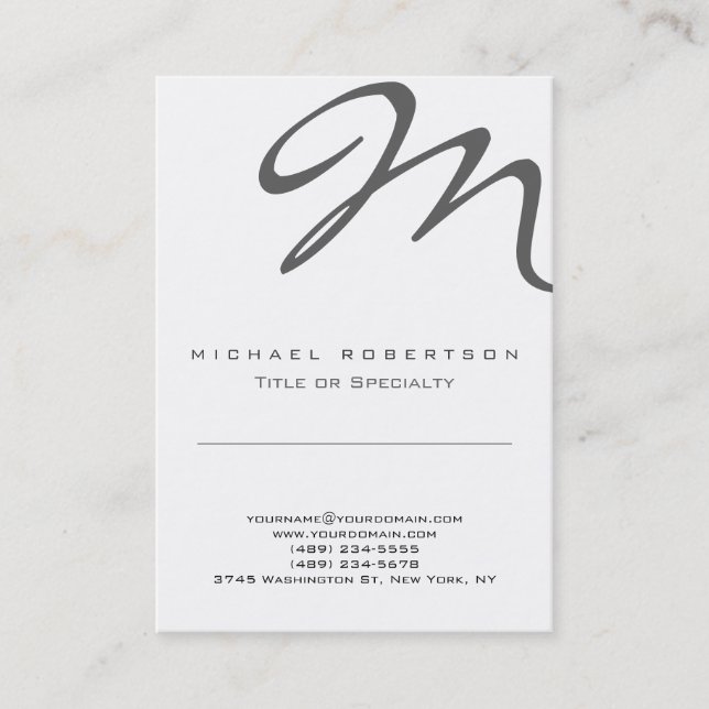 Élégant Monogram White Clean Carte de visite (Devant)