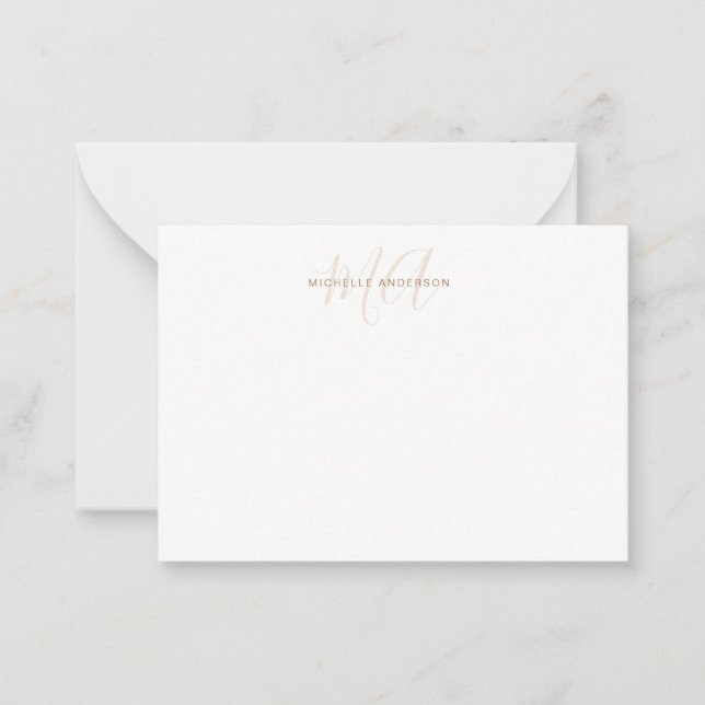 Elegant Monogram White Gold Card (Front)