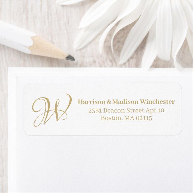 Elegant Monogram white gold classic custom address (Insitu)