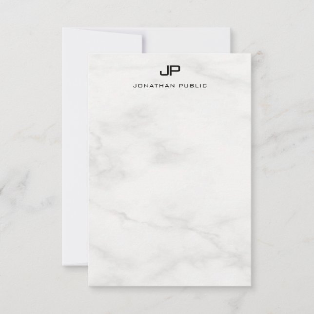Elegant Monogram White Marble Template Modern (Front)