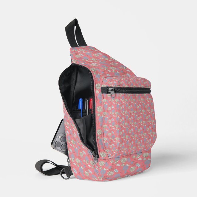 Elegant Monogram Wildflower Pink  Sling Bag (Open)