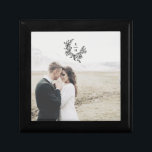 Elegant Monogram Wreath Wedding Couple Photo Gift Box<br><div class="desc">Perfect as a wedding or anniversary gift,  this elegant crest design features a classy vertical monogram framed with a beautiful botanical wreath. Celebrate your marriage with stylish photo jewellery box you will treasure for years to come!</div>