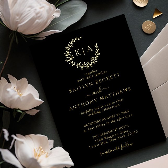 Elegant Monogram Wreath Wedding Real (Creator Uploaded)