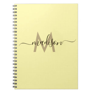Elegant Monogram Yellow Script Office School Notebook