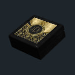 Elegant Monogramed Black & Gold Floral Damasks 2d Gift Box<br><div class="desc">Elegant gold tones dynamic lines with black background and metallic gold damasks. Design is just an image and not metallic finish. Several versions of this design available. If you need any help customizing any of my designs,  contact ArtOnWear designer. Free text formatting with live help available by request.</div>