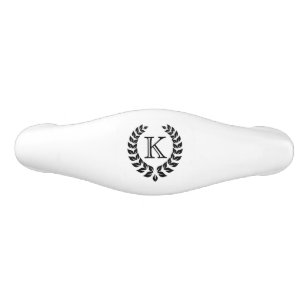 Elegant Monogramed Black Wreath Ceramic Drawer Pull