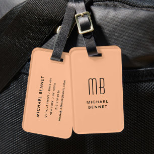 Elegant Monogramm Peach Luggage Tag