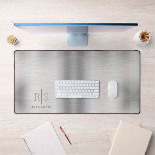 Élégant Monogramme 3D & Nom, Argent Brossé, Vs 2