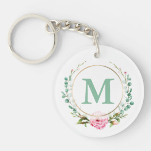 Élégant monogramme acrylique de couronne de rose r