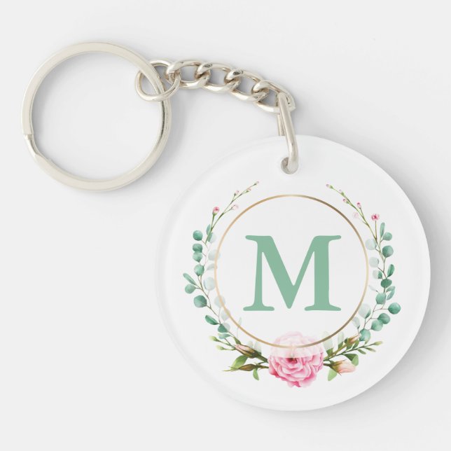 Élégant monogramme acrylique de couronne de rose r (Devant)