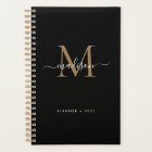 Élégant Monogramme Black Gold Girly Nom du script