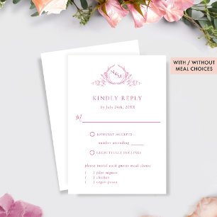 Élégant Monogramme blanc et rose RSVP