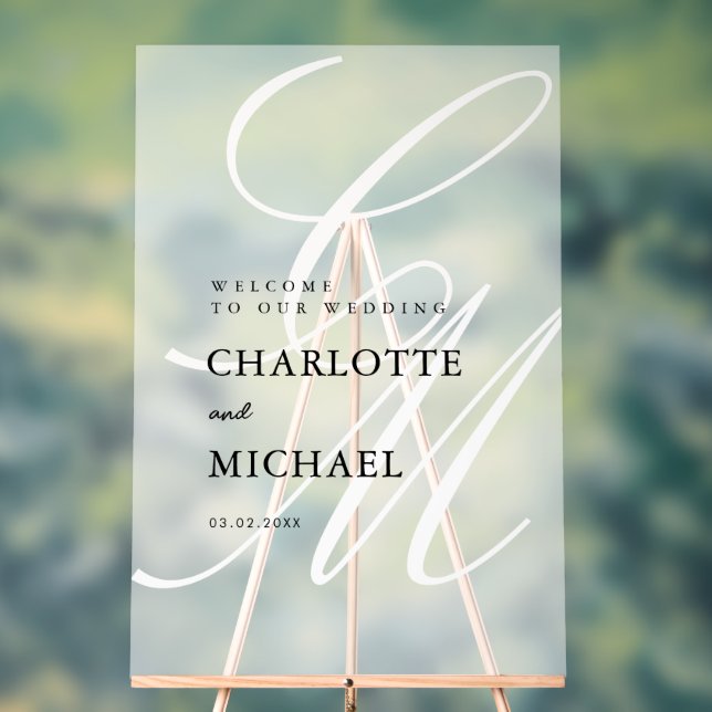 Élégant, Monogramme, Blanc, Transparent, Mariage (Neutre)