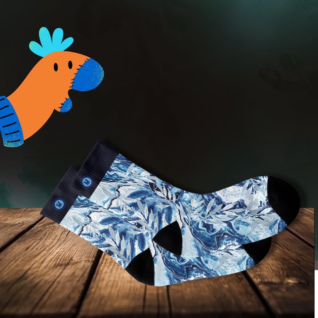 Élégant Monogramme de courant bleu ( Elegant Blue Stream Monogram Socks )