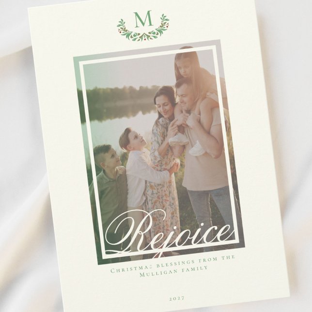 Élégant monogramme de Noël photo Carte de vacances (Créateur téléchargé)